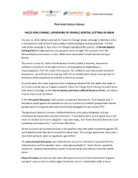 Post-Event Press Release FACES for CHANGE: SURVIVORS of FEMALE GENITAL CUTTING in INDIA