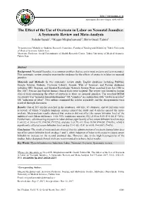 The Effect of the Use of Oxytocin in Labor on Neonatal Jaundice