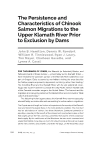 The Persistence and Characteristics of Chinook Salmon Migrations to the Upper Klamath River Prior to Exclusion by Dams