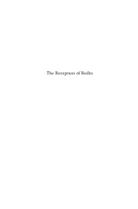The Reception of Bodin Brill’S Studies in Intellectual History