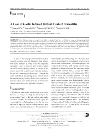 A Case of Garlic Induced Irritant Contact Dermatitis