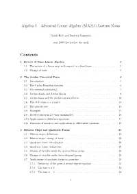 Advanced Linear Algebra (MA251) Lecture Notes Contents