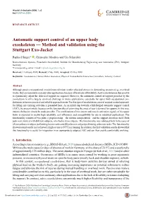 Automatic Support Control of an Upper Body Exoskeleton — Method and Validation Using the Stuttgart Exo-Jacket