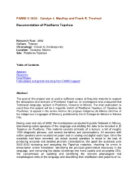Documentation of Pisaflores Tepehua
