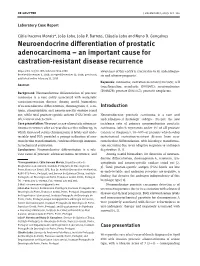 Neuroendocrine Differentiation of Prostatic Adenocarcinoma