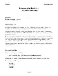 Programming Project 5: User-Level Processes