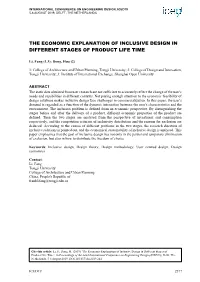 The Economic Explanation of Inclusive Design in Different Stages of Product Life Time
