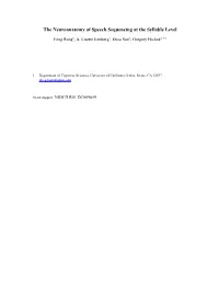 The Neuroanatomy of Speech Sequencing at the Syllable Level
