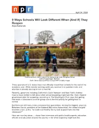 9 Ways Schools Will Look Different When (And If) They Reopen Anya Kamenetz