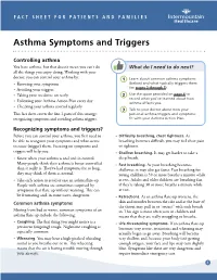 Asthma Symptoms and Triggers
