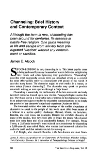 Channeling: Brief History and Contemporary Context