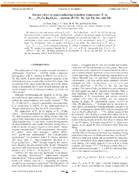 Ion-Size Effect on Superconducting Transition Temperature Tc in …Er, Dy, Gd, Eu, Sm, and Nd؍R1؊X؊Yprxcayba2cu3o7؊Z Systems „R Li-Chun Tung, J