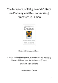 The Influence of Religion and Culture on Planning and Decision-Making Processes in Samoa