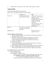 1 D` Outline Depot: Common Law Vs. MPC, Tables of When Liable Vs. Not