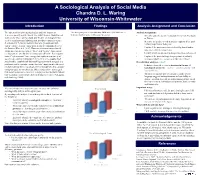 A Sociological Analysis of Social Media Chandra D. L. Waring University of Wisconsin-Whitewater Introduction Findings Analysis Assignment and Conclusion