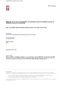 A Systematic Review of Scholarly Research on Wikipedia Readers and Readership