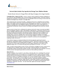 Matthew Nordan Nordan Boosts Venrock's Energy Efforts with Deep