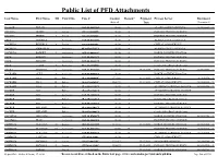 Public List of PFD Attachments
