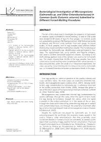 Salmonella Sp. and Other Enterobacteriaceae) in Common Quails (Coturnix Coturnix) Submitted to Different Forced-Molting Procedures