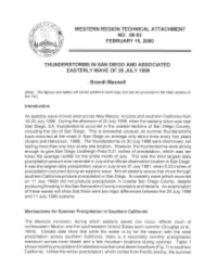 Thunderstorms in San Diego and Associated Easterly Wave of 20 July 1998