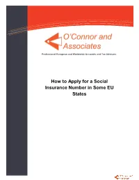 How to Apply for a Social Insurance Number in Some EU States