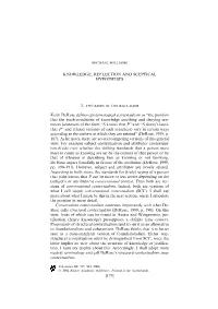 KNOWLEDGE, REFLECTION and SCEPTICAL HYPOTHESES Keith