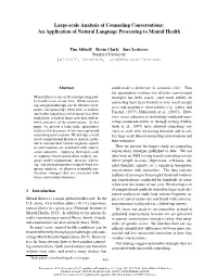 Large-Scale Analysis of Counseling Conversations: an Application of Natural Language Processing to Mental Health