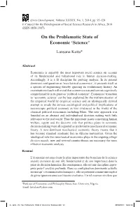 On the Problematic State of Economic 'Science'