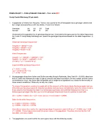 Problem Set 1 - Evolutionary Biology - Fall 2016 Key