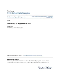 The Validity of Originalism in 2021