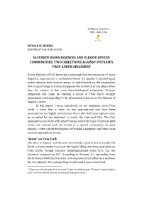 Two Objections Against Putnam's Twin