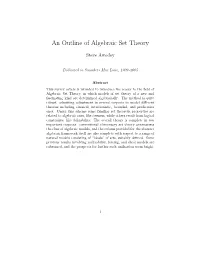 An Outline of Algebraic Set Theory