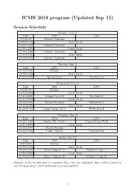 ICMS 2010 Program (Updated Sep 15)