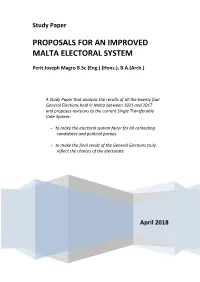 Proposals for an Improved Maltese Electoral System