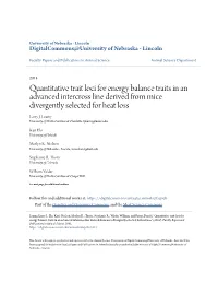 Quantitative Trait Loci for Energy Balance Traits in an Advanced Intercross Line Derived from Mice Divergently Selected for Heat Loss Larry J