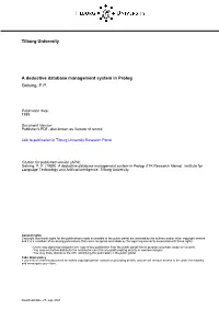 Tilburg University a Deductive Database Management System in Prolog Gelsing, P.P