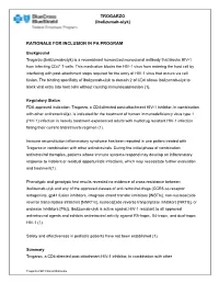 TROGARZO (Ibalizumab-Uiyk) RATIONALE for INCLUSION IN