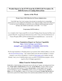 Weekly Report to the ICON from the ICBM EAR November 20, 2020 Previews of Coming Distractions