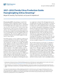 2020–2021 Florida Citrus Production Guide: Huanglongbing