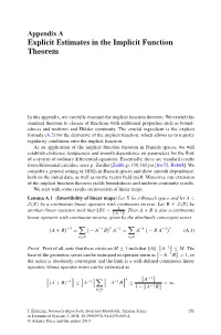 Appendix a Explicit Estimates in the Implicit Function Theorem