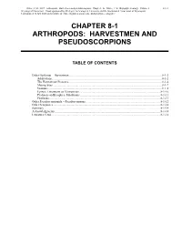 Chapter 8-1 Arthropods: Harvestmen and Pseudoscorpions