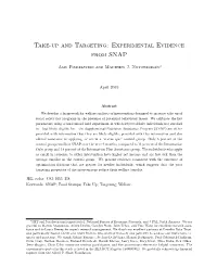 Take-Up and Targeting: Experimental Evidence from SNAP