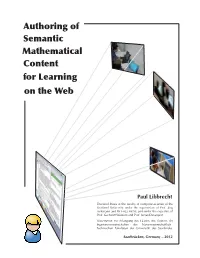Authoring of Semantic Mathematical Content for Learning on the Web