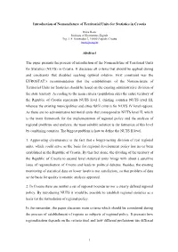 Introduction of Nomenclature of Territorial Units for Statistics in Croatia