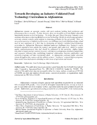 Towards Developing an Industry-Validated Food Technology Curriculum in Afghanistan