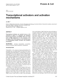 Transcriptional Activators and Activation Mechanisms