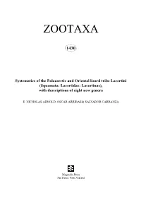 Zootaxa, Systematics of the Palaearctic And