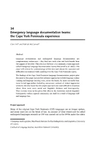 34 Emergency Language Documentation Teams: the Cape York Peninsula Experience