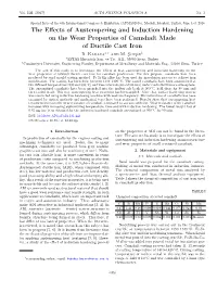 The Effects of Austempering and Induction Hardening on the Wear Properties of Camshaft Made of Ductile Cast Iron