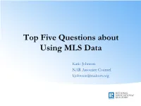 Top Five Questions About Using MLS Data